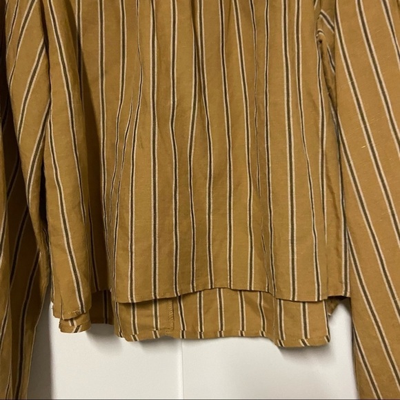 Zara Crochet Striped Top Yellow Mustard Linen Blend Top Size M - Picture 6 of 9